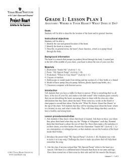 Grade 1: Lesson PLan 1 - Texas Heart Institute