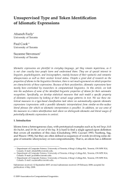 Unsupervised Type and Token Identification of Idiomatic Expressions
