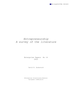 Entrepreneurship: A Survey of the Literature
