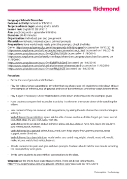 Language Schools December Focus on activity: Gerund