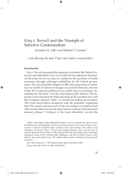 King v. Burwell and the Triumph of Selective