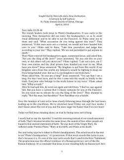 1 Sought Out by New Life and a New Civilization A Sermon by Jeff
