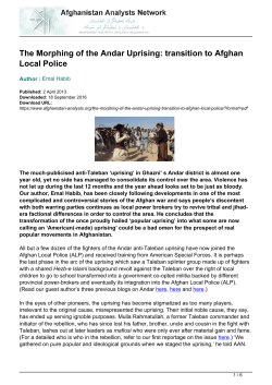 The Morphing of the Andar Uprising: transition to Afghan Local Police
