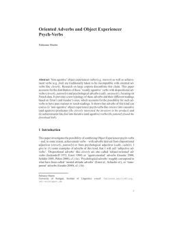 Oriented Adverbs and Object Experiencer Psych-Verbs