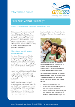 Information Sheet &ldquo;Friends&rdquo; Versus &ldquo;Friendly&rdquo;