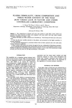 PLASMA OSMOLALITY, URINE COMPOSITION AND TISSUE