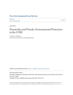 Perestroika and Priroda: Environmental Protection in the USSR