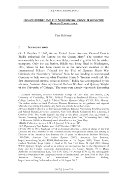 Francis Biddle and the Nuremberg Legacy: Waking the Human