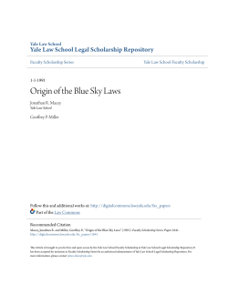 Origin of the Blue Sky Laws - Yale Law School Legal Scholarship