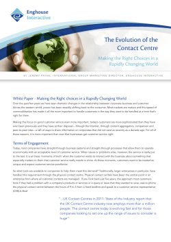 The Evolution of the Contact Centre