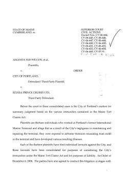 STATE OF MAINE SUPERIOR COURT CUMBERLAND, ss. CIVIL