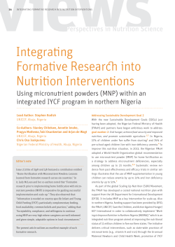 Integrating Formative Research into Nutrition