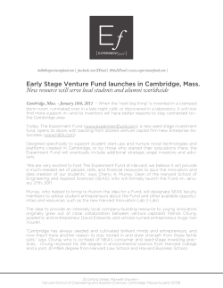Early Stage Venture Fund launches in Cambridge, Mass.