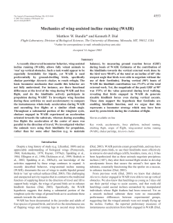 Mechanics of wing-assisted incline running (WAIR)