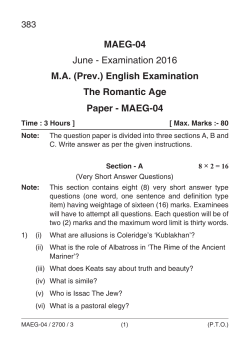MAEG-04 June - Examination 2016 M.A. (Prev.) English