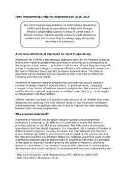 Joint Programming Initiative Alignment plan 2015-2018 A