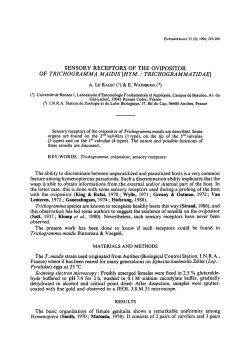 Sensory receptors of the ovipositor of Type="Italic