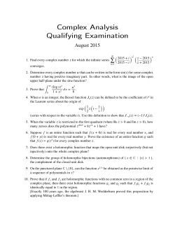 Complex Analysis Qualifying Examination