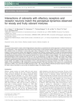 Interactions of odorants with olfactory receptors and receptor
