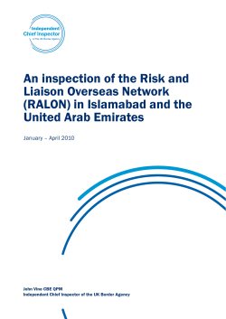 An inspection of the Risk and Liaison Overseas Network (RALON) in