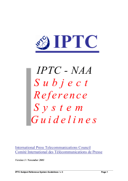 IPTC - NAA Subject Reference System Guidelines