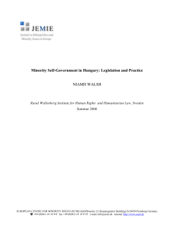 Minority Self-Government in Hungary: Legislation and Practice
