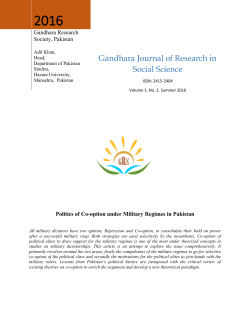 Politics of Cooption under Military Regimes in Pakistan