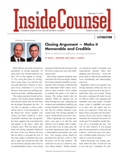 Litigation: Closing Argument- Make It Memorable and Credible