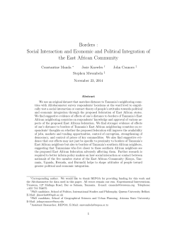 Borders : Social Interaction and Economic and Political Integration of
