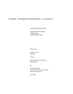 The following &mdash; &ldquo;Smith-Appleby House Building Sequence&rdquo; &mdash; is an