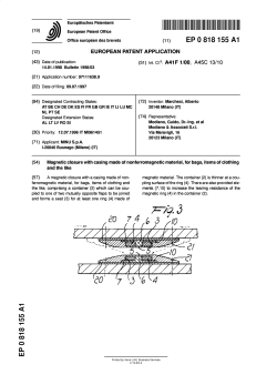 Magnetic closure with casing made of nonferromagnetic material, for