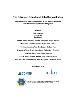 The Enhanced Transitional Jobs Demonstration: Implementation