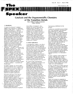 Catalysis And The Organometallic Chemistry Of