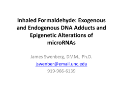 Inhaled Formaldehyde: Exogenous and Endogenous DNA Adducts