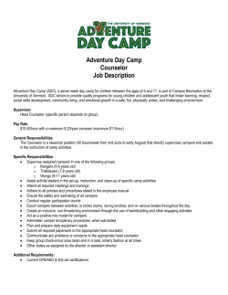 Adventure Day Camp Counselor Job Description