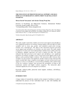 THE INFLUENCE OF PERCEIVED SOCIAL SUPPORT AND SELF