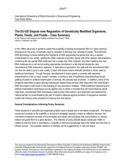 The EU-US Dispute over Regulation of Genetically