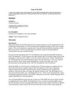 Songs of the KKK The Basics SUBJECT American History
