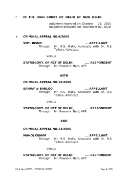 * IN THE HIGH COURT OF DELHI AT NEW DELHI Judgment