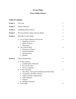 Service Policy Frisco Public Library Table of Contents