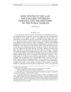 Nine-Tenths of the Law: The English Copyright Debates and the