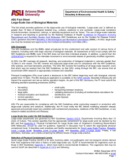 ASU Fact Sheet Large-Scale Use of Biological Materials