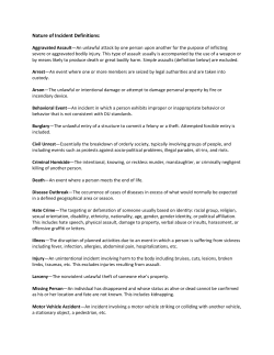 Nature of Incident Definitions: