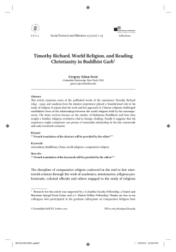 Timothy Richard, World Religion, and Reading Christianity in