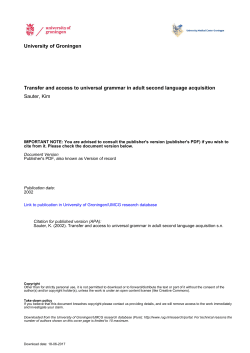 University of Groningen Transfer and access to universal