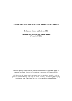 Pandemic Preparedness among Sudanese Migrants in Greater Cairo