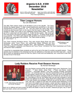 Argonia U.S.D. #359 December 2016 Newsletter Titan League