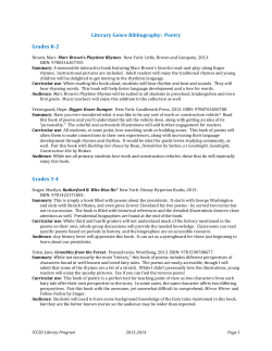 Literary Genre Bibliography: Poetry Grades K-2 Grades 3-4