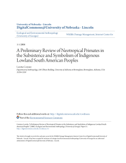 A Preliminary Review of Neotropical Primates in the Subsistence