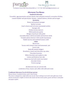 Afternoon Tea Menus